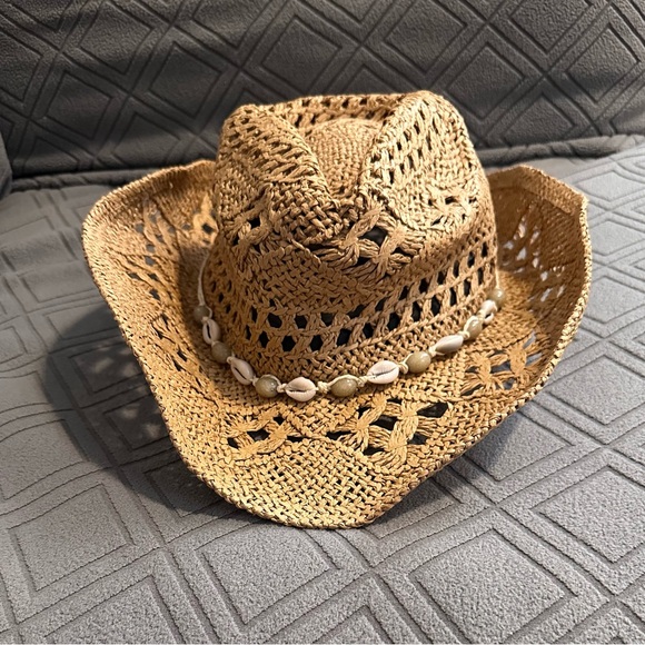 Cowboy Hat Women Summer Western Cowgirl Woven Hollow Out Wide Brim Hat rodeo - Picture 8 of 11